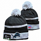 Lions Team Logo Black and White Pom Cuffed Knit Hat YD,baseball caps,new era cap wholesale,wholesale hats